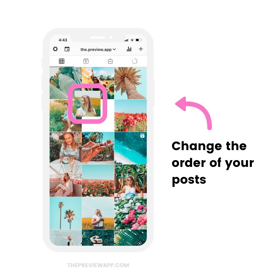 how-to-automatically-schedule-instagram-posts-preview-4 Rearrange your posts to preview your feed before you schedule automatically