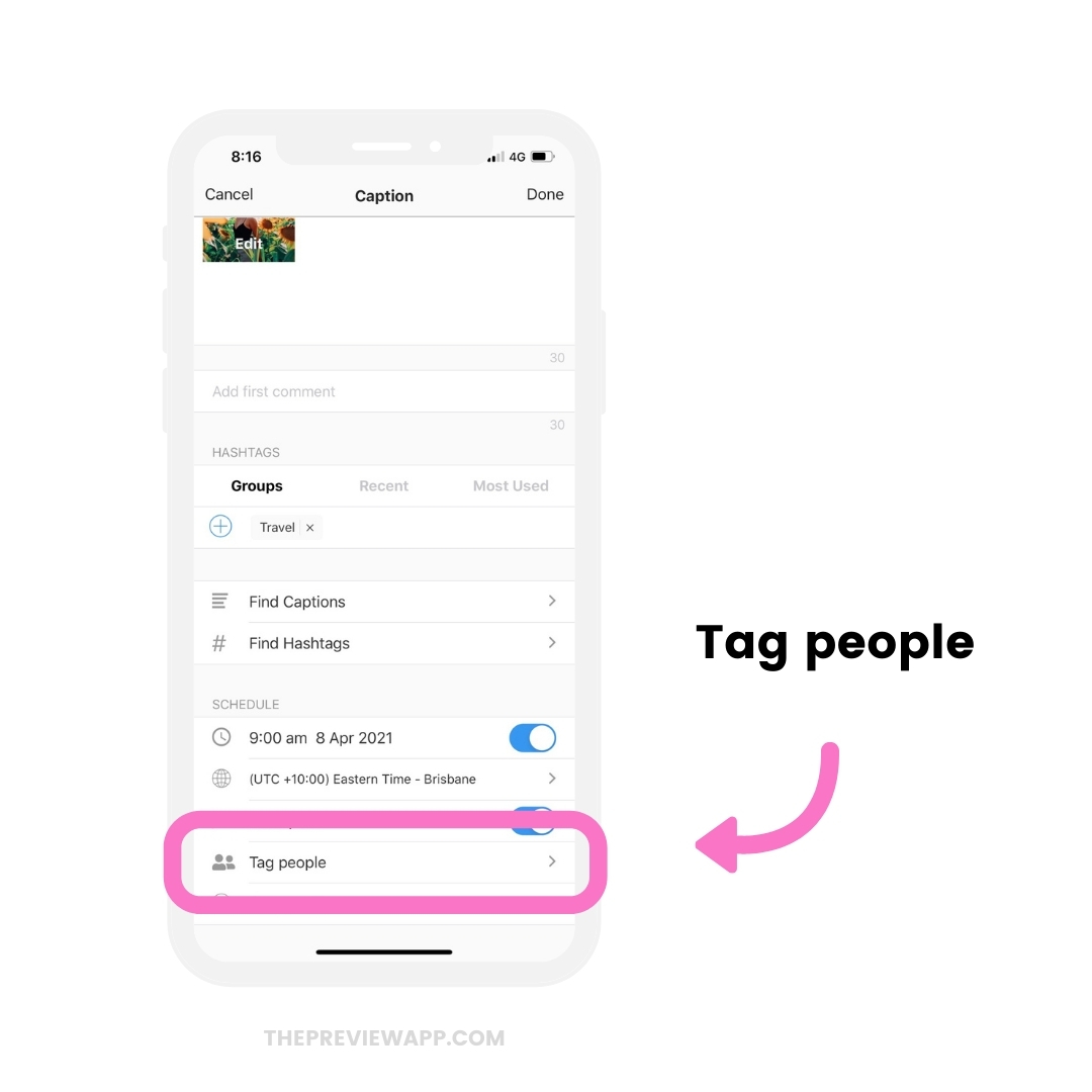 how-to-automatically-schedule-instagram-posts-preview-9 The "Tag People" feature to automatically post on Instagram